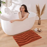 Bath Mat Classic Waves Microfiber 2200 GSM (40x60 cm, Rust)