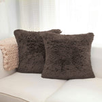 Shaggy Throw Pillow Covers Pack of 2 (16x16 Inches,Chocolate)