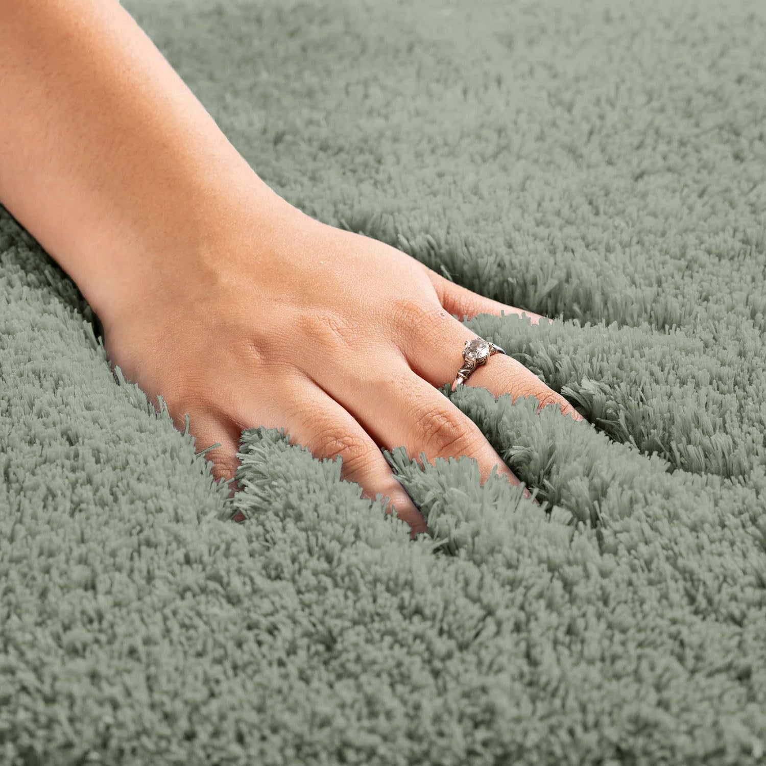 Polyester Contour Bath Mat Set (Pastel Green , 45x 75 cm & 40x45)