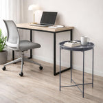 Round Metal Side Table for Living Room & Bedroom – Modern Bedside Table, Coffee Table, Corner Table with Sturdy Iron Frame, Silver, 33x33x48-Small