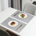 Weave Design Placemat for Dining Table Set of 2(30x45 CM Silver)