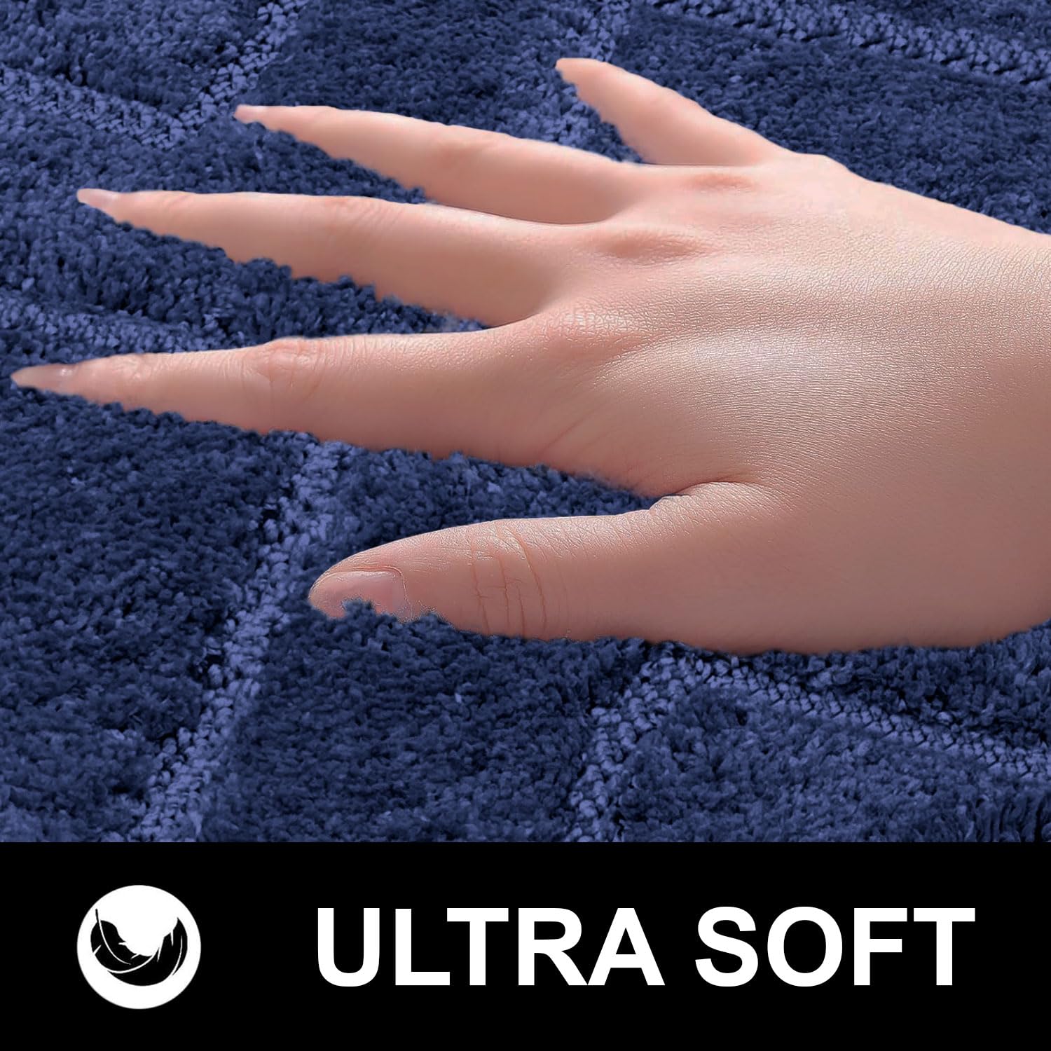 Bath Mat Classic Diamond Microfiber 2200 GSM (40x60 cm, Blue )
