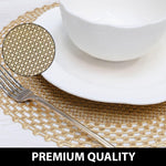 LUXE HOME INTERNATIONAL PVC Vinyl Metallic Table Round Placemats for Dining Table Gold, Heat Resistant & Waterproof | Easy to Clean Decorative Dining Mats - (Set of 4) ST085TJ-3MJ