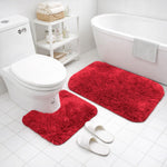Marino Fur Contour Bath Mat Mat Set of 2 (Maroon 40x60 cm & 40x45)