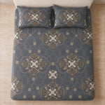 Double Bedsheet with 2 Pillow Covers 220 TC 100% Cotton Feel ( Charcoal , 90x100inch )