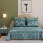 Double Bedsheet with 2 Pillow Covers Premium 240 TC 100% Cotton Feel ( King Size Teal 108x108inch )