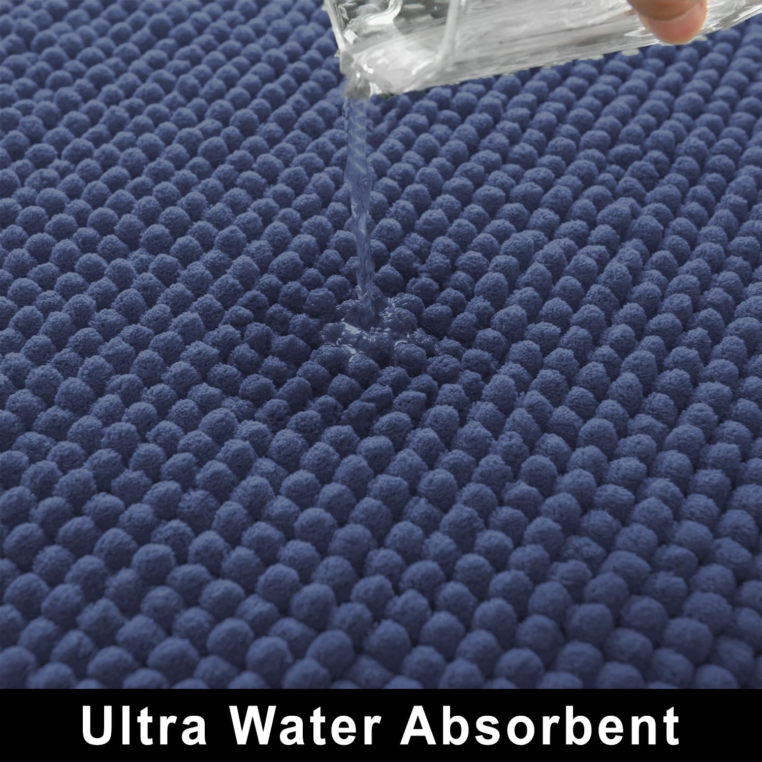 Shaggy Chenille Bath Mat Extra Soft (40x60 cm Navy)