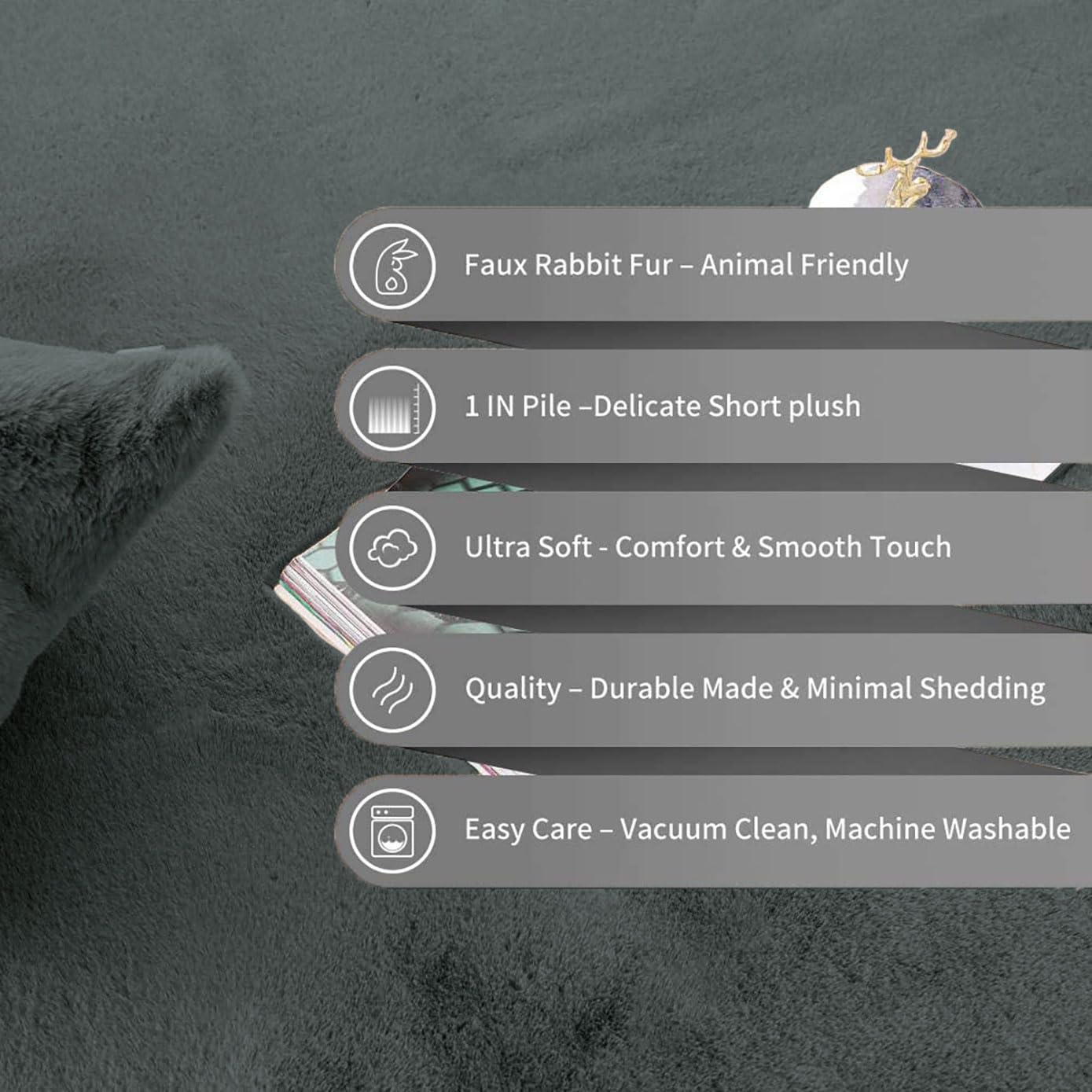 Rabbit Shape Carpet Grey 135 X 90 cm