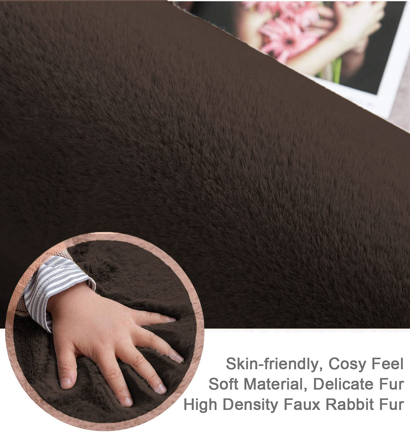 Rabbit Fur Super Soft Carpet (Chocolate, 4x6 Feet)