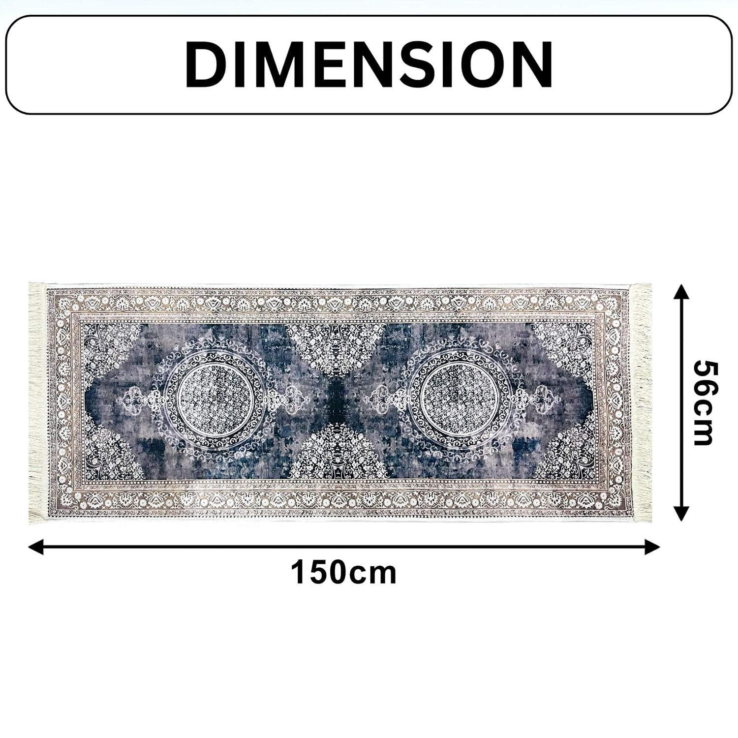 Polyester Floor Runner  Monochrome Pattern Multi Color 150x56cm