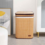 Rectangle Bamboo Laundry Basket for Clothes (Natural, 40x30x60 cm)