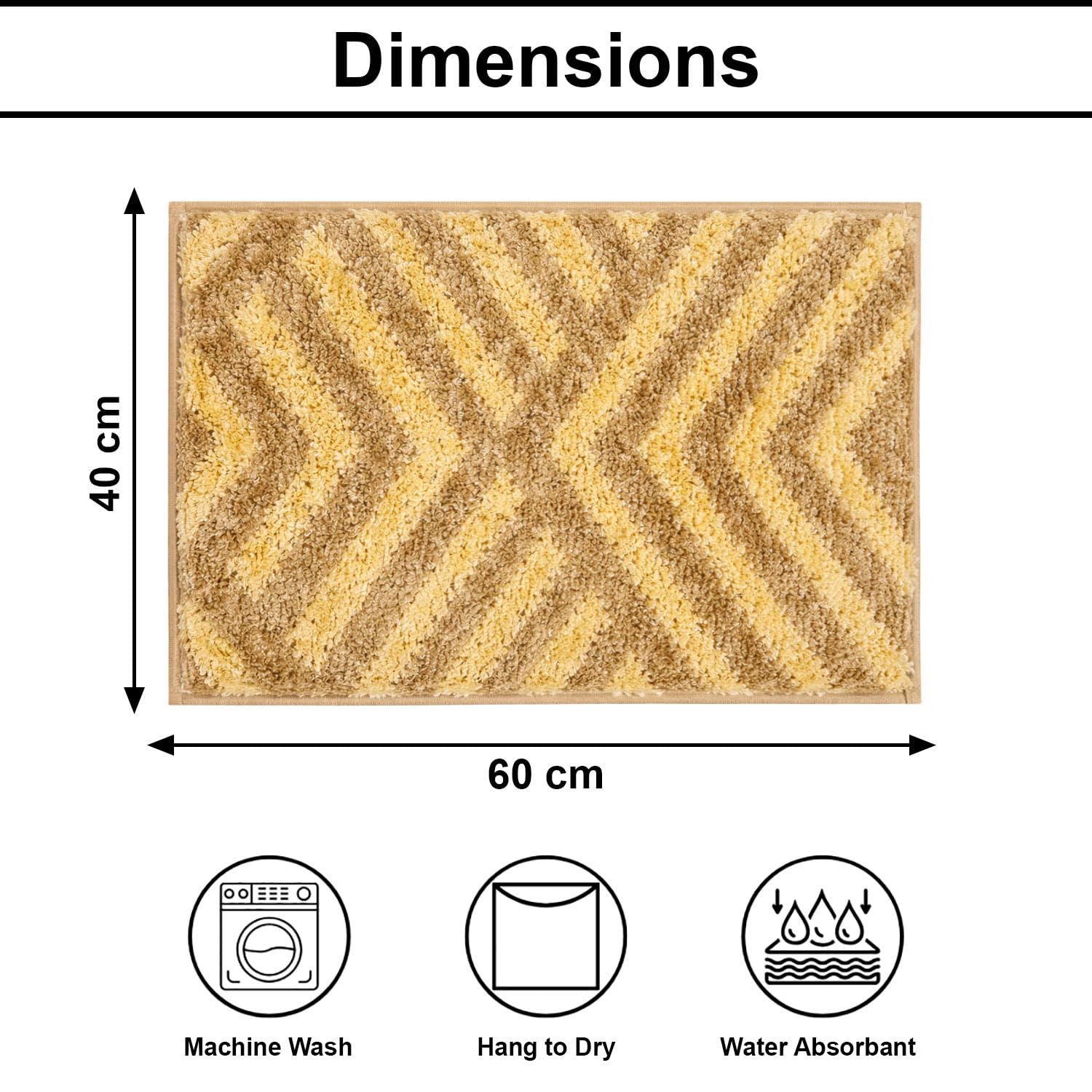Kyoto Maze Bath Mat Bathroom (40x60 cm, Anti Gold)