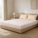 Double Bedsheet with 2 Pillow Covers 220 TC 100% Cotton Feel (King Size Pink 90x100 inch )