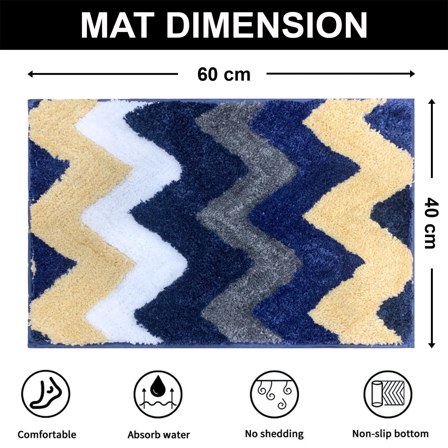 Macau Stripe Bath Mat (40x60 cm,Blue)