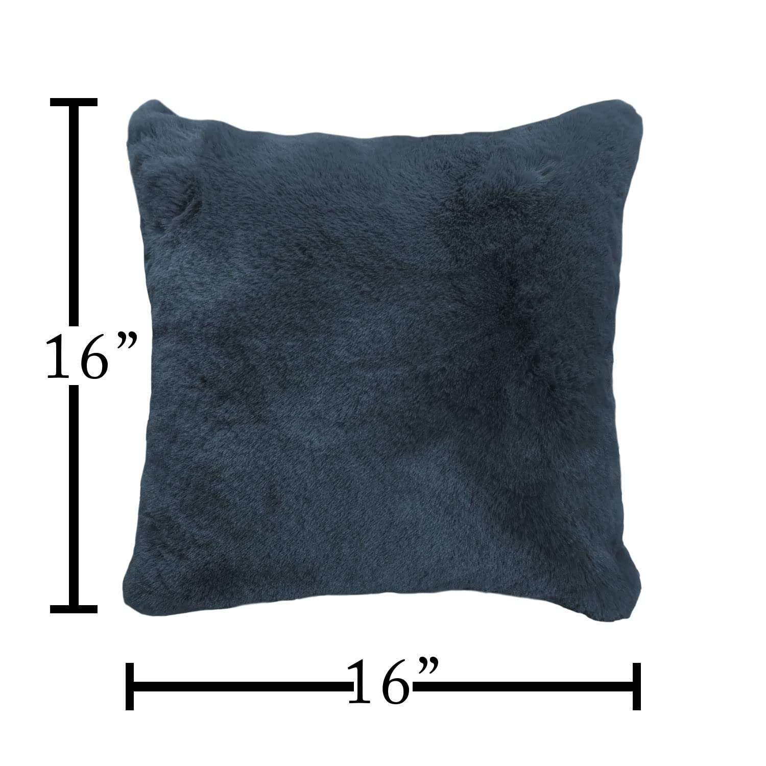 Cushion Cover One Side Rabbit Fur Pack of 2 (16 x 16 inch,Anthra)