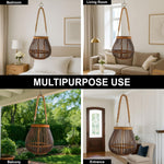 Bamboo Woven Lantern With Handle( 23x22x22 cm ) Cocoa