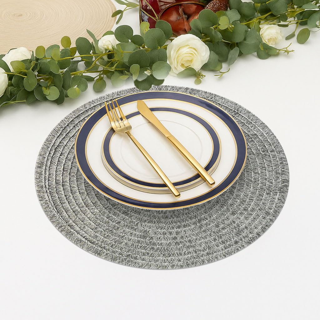 Round Table Placemats for Dining Table Set of 4(Silver)