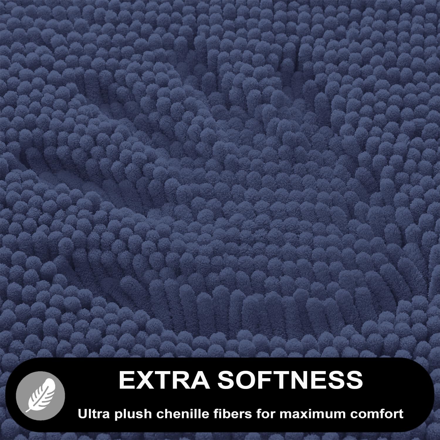 Shaggy Chenille Bath Mat Extra Soft (40x60 cm Navy)