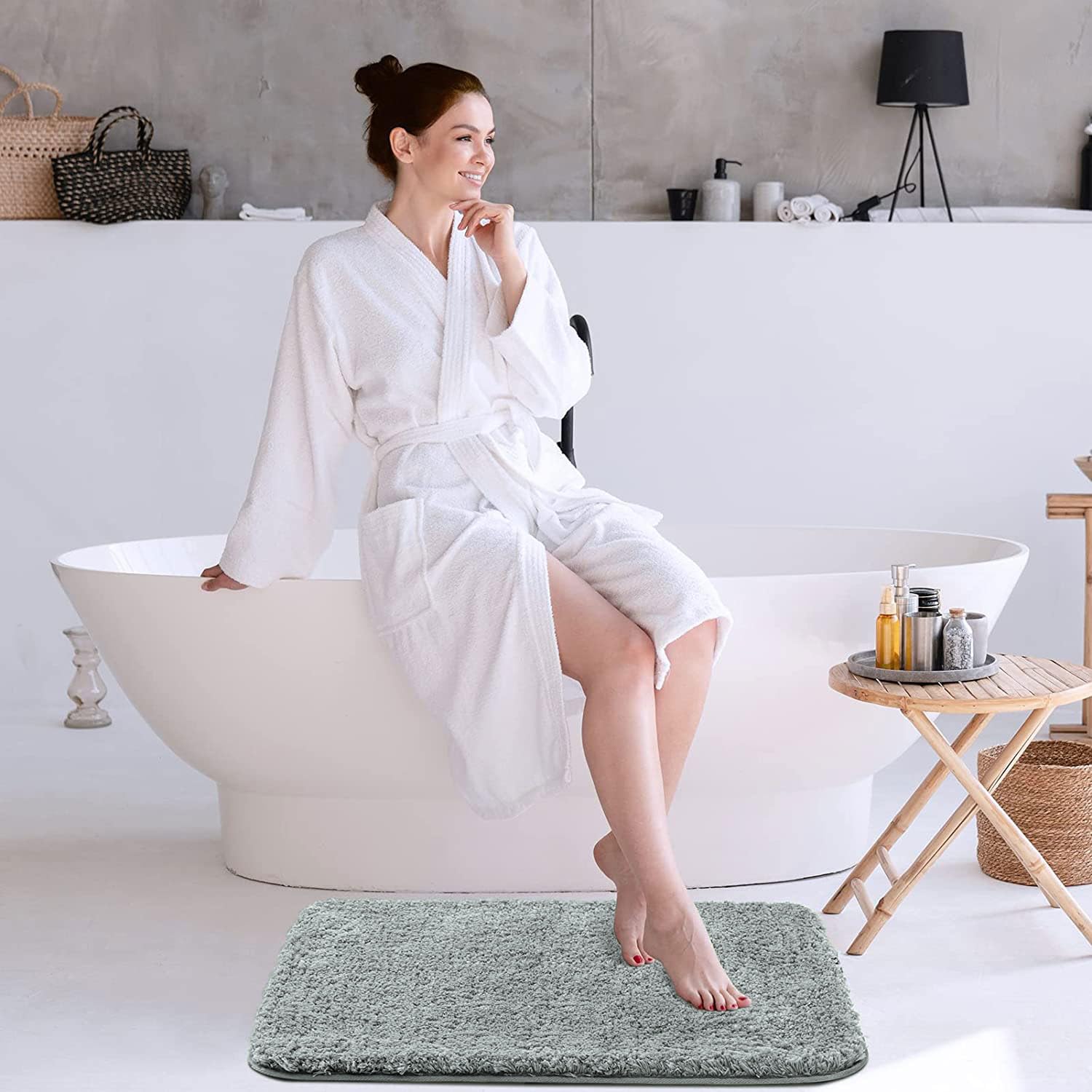 Vegas Microfiber Mats For Bathroom (45X75 Cm,Silver)