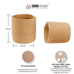 Jute Round Baskets For Storage Set of 3 (Brown, 6"X6")