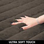 Stripe Rabbit Fur Carpet for Livingroom (3x5 Feet, Cocoa)