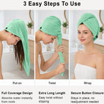 Microfibre Hair Towel Wrap for Women and Men ( 23x63.5 cm, Green ) Pack Of 2