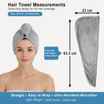 Microfibre Hair Towel Wrap for Women and Men ( 23x63.5 cm, Silver )