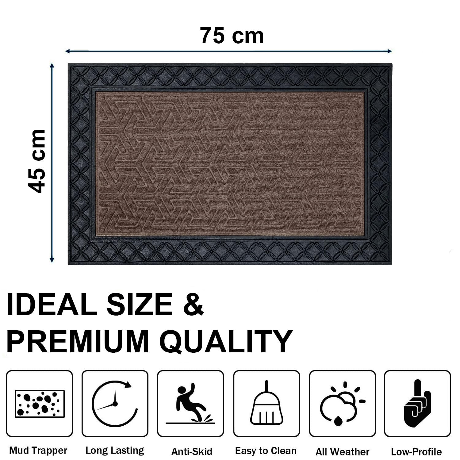 Coir Rubber Door Mat (Brown, 45 x 75cm)