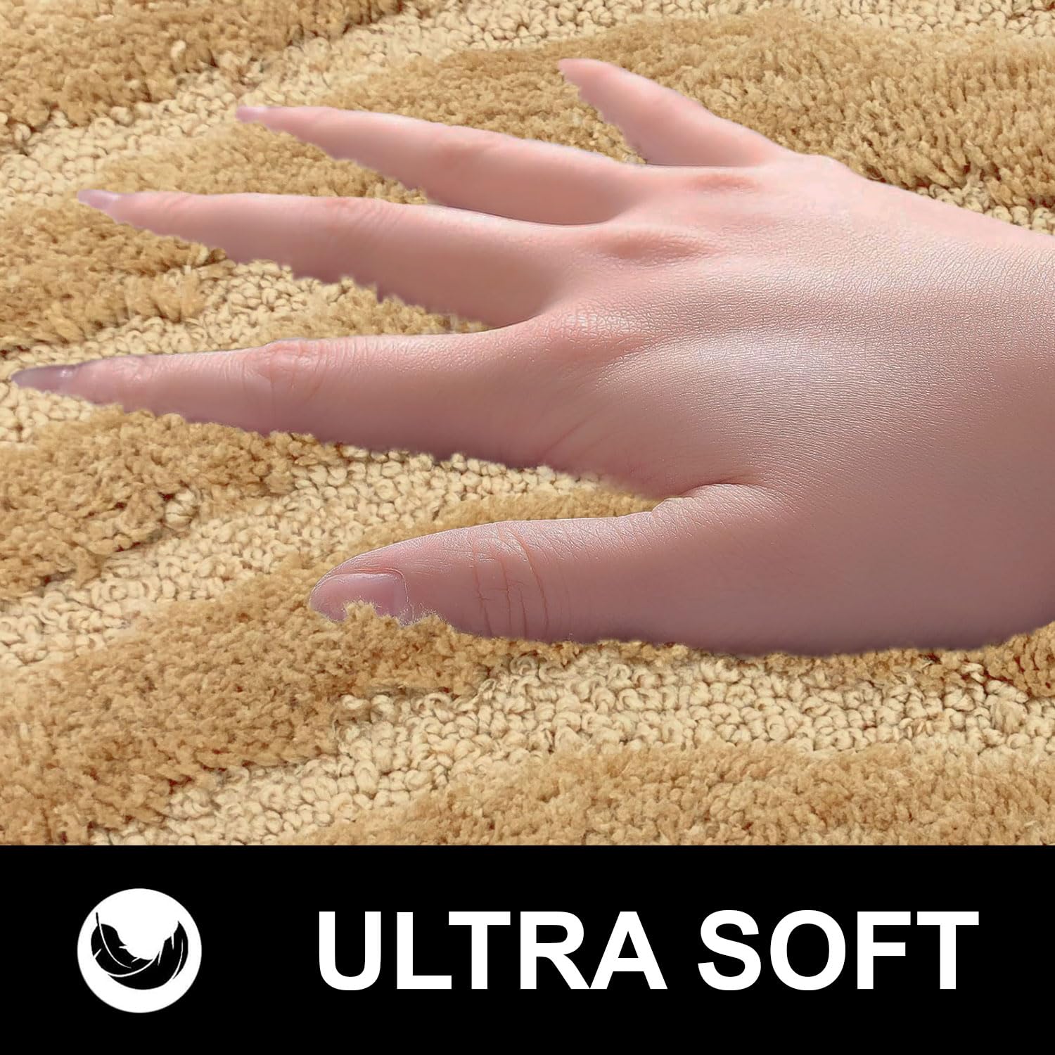 Bath Mat Classic Waves Microfiber 2200 GSM (40x60 cm, Gold)