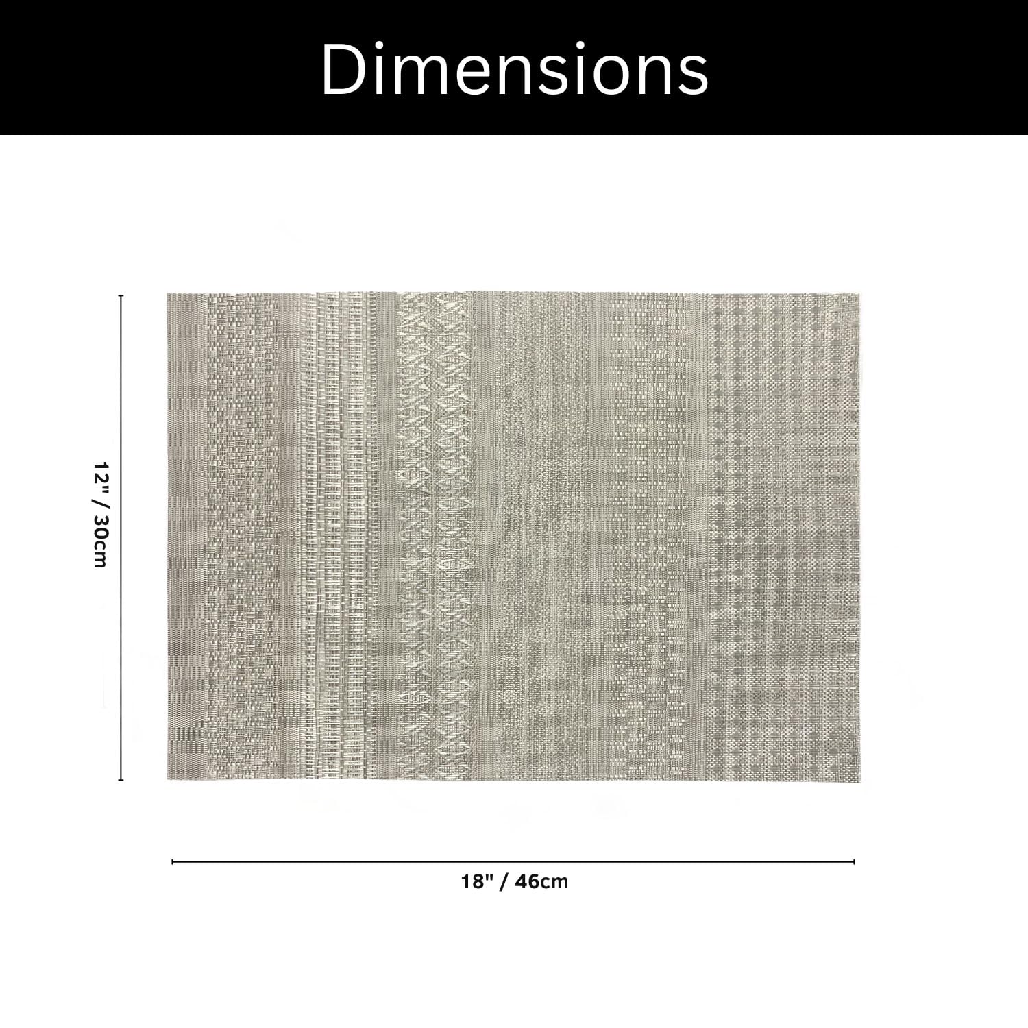 Luxe Home International PVC Vinyl Lines Design Placemat ST0562TH – Heat Resistant, Wipe Clean, Anti-Skid Table Mats for Dining Table, Kitchen & Home Decor (30x45 CM Silver Set of 6)