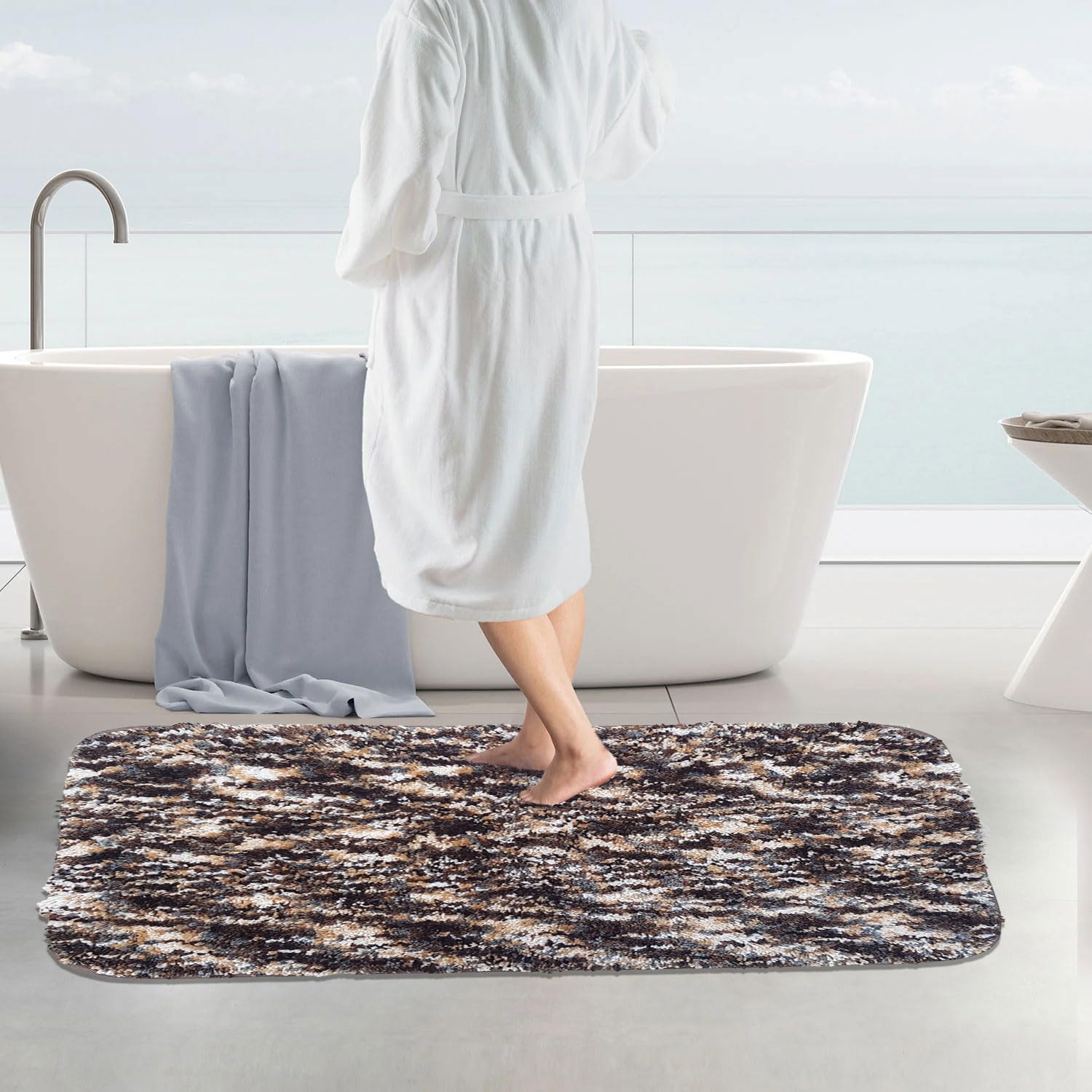 Hawaii Bath mat Anti Skid (Walnut , 60 x 90 Cm)