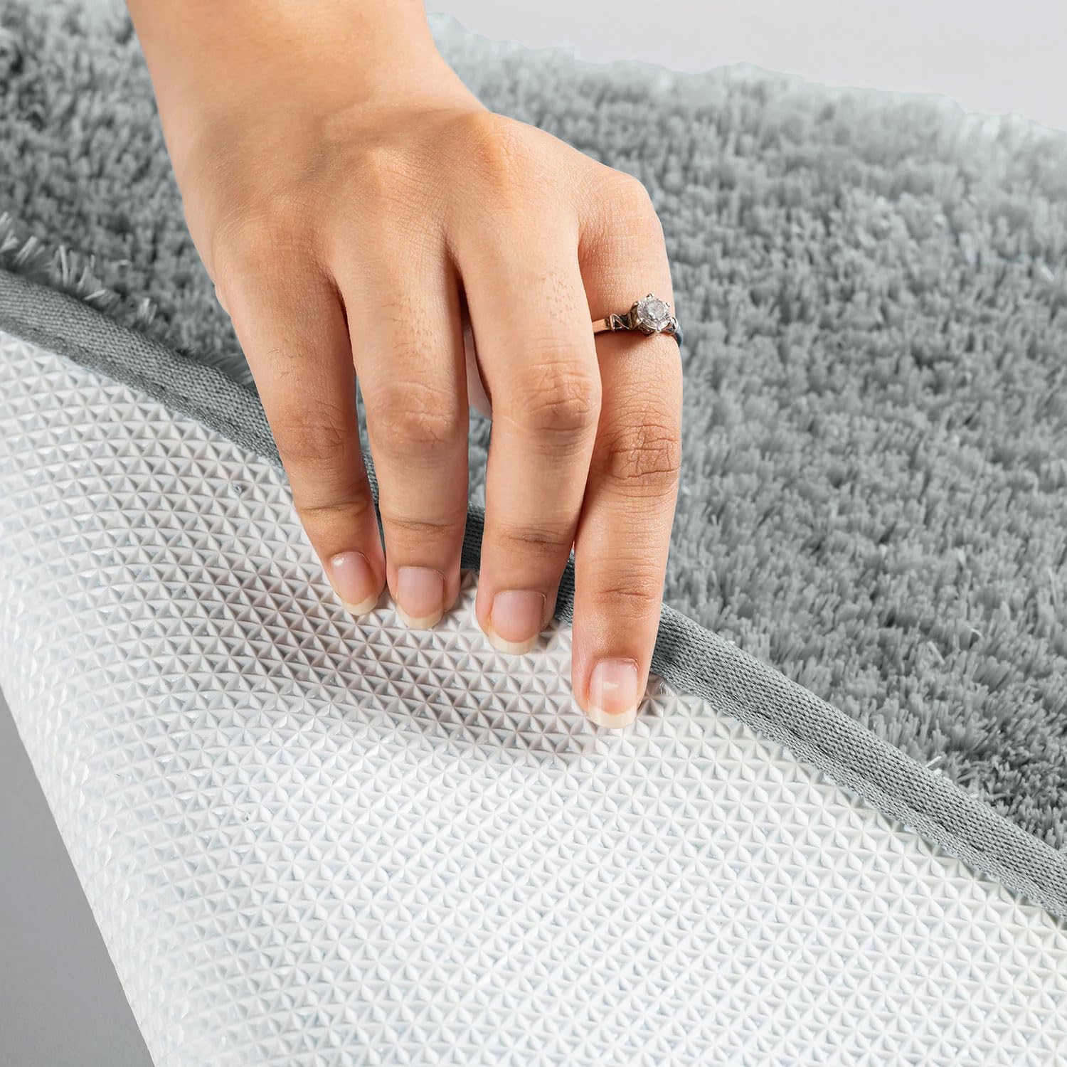 Polyester Contour Bath Mat Set (Silver , 45x 75 cm & 40x45)