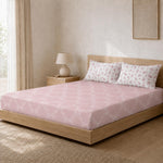 Double Bedsheet with 2 Pillow Covers Premium 240 TC 100% Cotton Feel ( King Size Rose 108x108 inch )