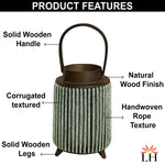 Bamboo Woven Lantern With Handle ( 26x17x17 cm ) Seige
