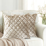 Cushion Cover Double Side Rabbit Fur Pack of 2 (16 x 16 inch ,Beige)