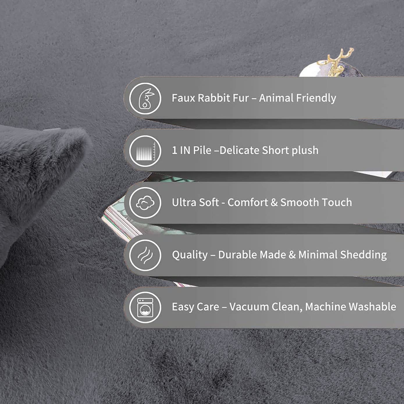 Rabbit Fur Soild Bath (Grey, 40x60 cm)