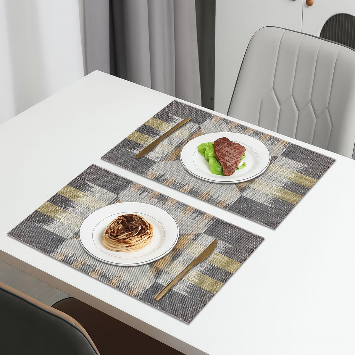 Cross Design Placemat for Dining Table Set of 2(30x45 CM Black)
