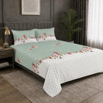 Double Bedsheet with 2 Pillow Covers 220 TC 100% Cotton Feel ( Sage , 90x100inch )