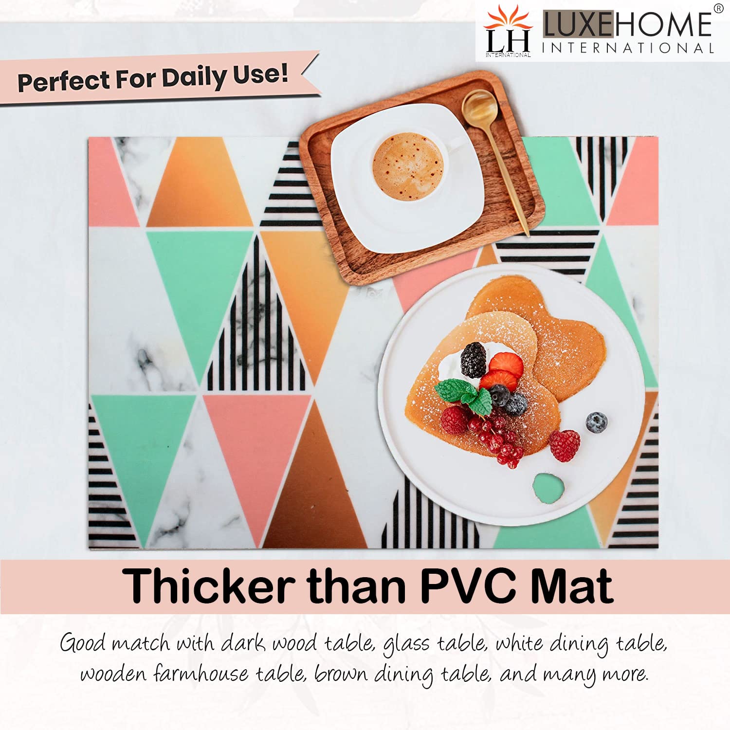 Placemat with Runner/Utensil Mat for Home Set of 4 Piece (Triangle_30x45Cm + 1x4 Feet)