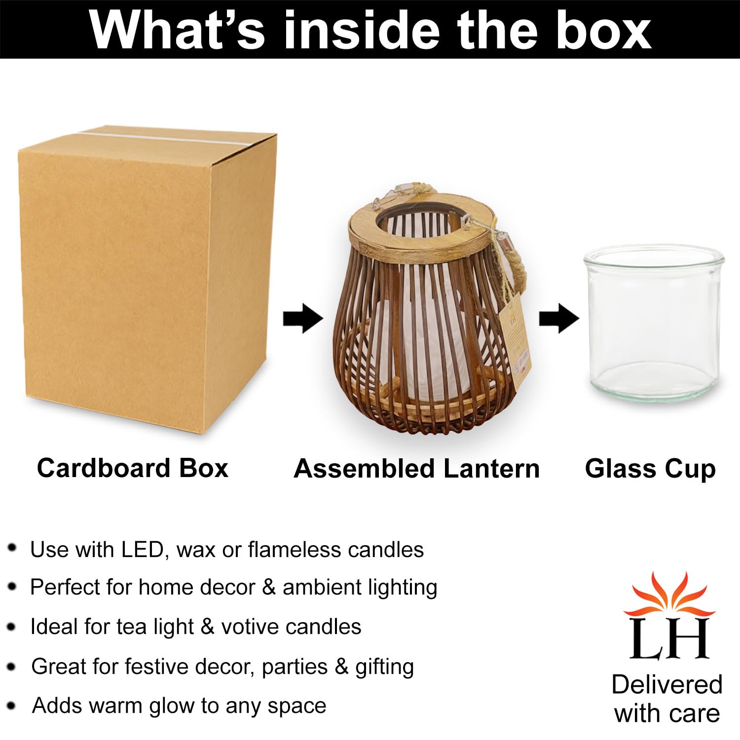 Bamboo Woven Lantern With Handle( 23x22x22 cm ) Cocoa