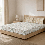 Double Bedsheet with 2 Pillow Covers Premium 240 TC 100% Cotton Feel ( King Size Sage Beige 108x108inch )