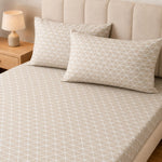 Double Bedsheet with 2 Pillow Covers 220 TC 100% Cotton Feel King Size ( Beige 90x100 inch )