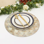 LUXE HOME INTERNATIONAL PVC Vinyl Metallic Table Round Placemats for Dining Table Gold, Heat Resistant & Waterproof | Easy to Clean Decorative Dining Mats - (Set of 6) ST078TJ-3MJ