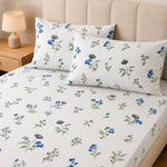 Double Bedsheet with 2 Pillow Covers 220 TC 100% Cotton Feel King Size ( White 90x100 inch )