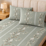 Double Bedsheet with 2 Pillow Covers Premium 240 TC 100% Cotton Feel ( King Size Green 108x108 inch )