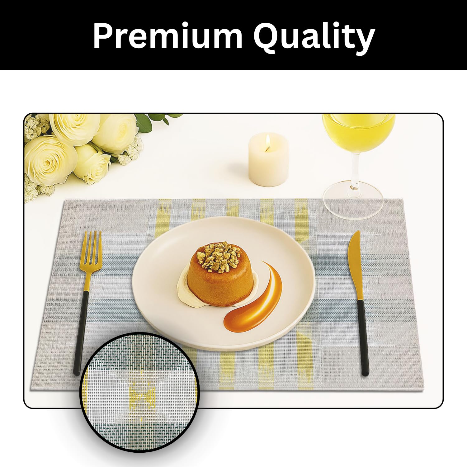 Cross Design Placemat for Dining Table Set of 2(30x45 CM White)