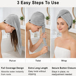 Microfibre Hair Towel Wrap for Women and Men ( 23x63.5 cm, Silver ) Pack Of 2