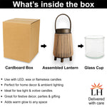 Bamboo Woven Lantern With Handle ( 23x15x15 cm ) Gold