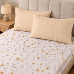 Double Bedsheet with 2 Pillow Covers 220 TC 100% Cotton Feel (King Size Pink 90x100 inch )