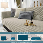 Stripe Fur Sofa Cover 5 Seater (Taupe, 170x90+60x90+60x90 cm)